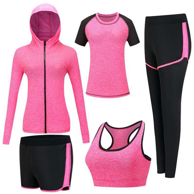 Women 5pcs Sport Suits Fitness Yoga Running Athletic Tracksuits